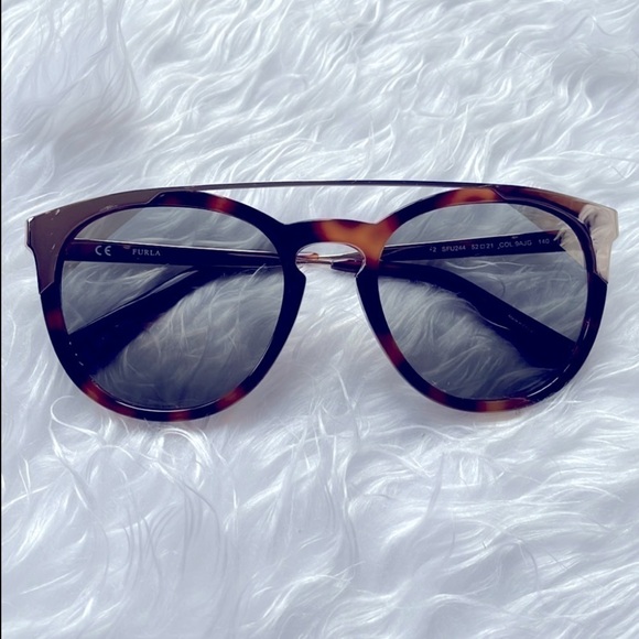 Furla Brown Tortoise Shiny Frame Gold Tone Accent Havana Smoke Lens Sunglasses main image 13